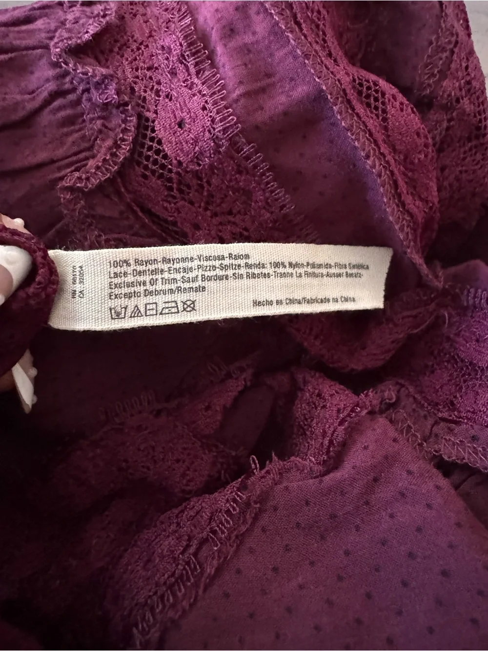Free People Voile Trapeze Slip Mini Dress in Burgundy Polka Dot, Size XS